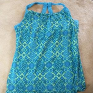 Prana blue and green workout tank top large